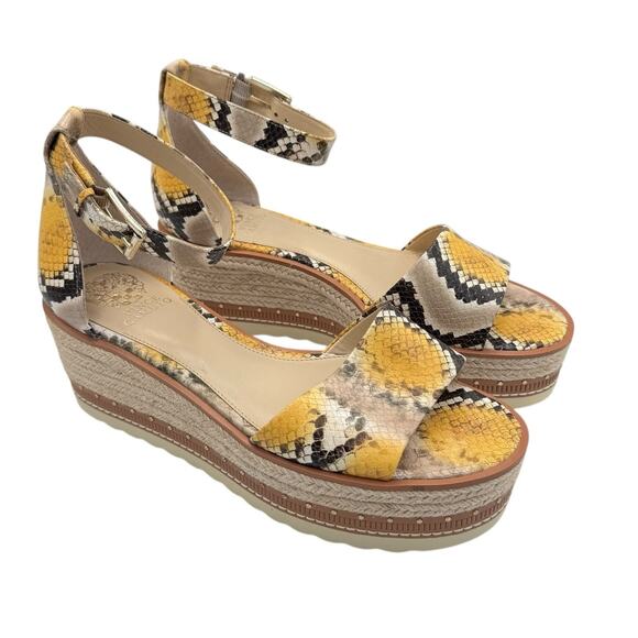 Vince Camuto Meestana Leather Textured Python Snake Platform Espadrille Sandals - Picture 6 of 9